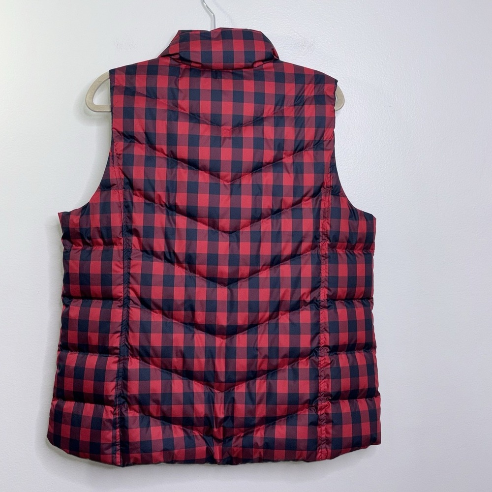 Lands End Puffer Vest Womens Large Down Filled Buffalo Plaid Check Red Blue - Picture 2 of 5